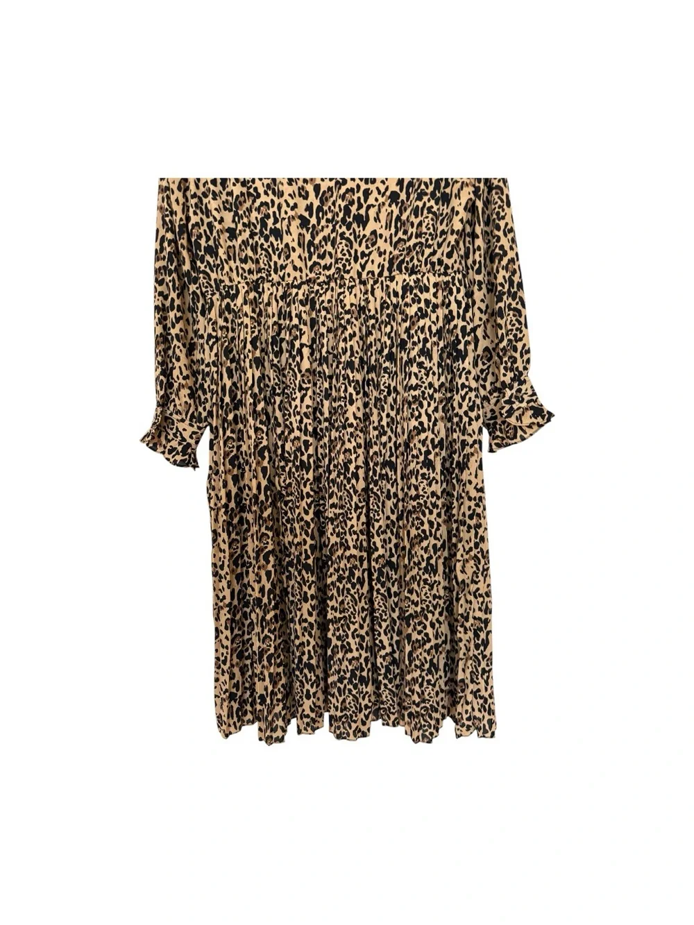 J Crew Leopard Print Button Front Pleated Skirt Long Sleeves Lined Midi dress 12